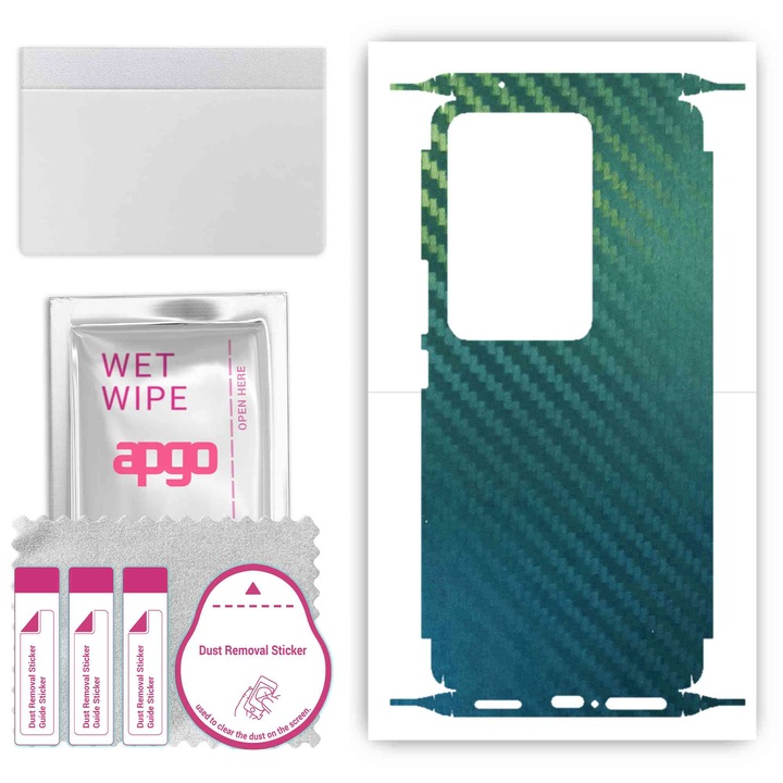 Защитно фолио за Vivo S17 – apgo Skins, против надраскване, стикер за гръб и страни Carbon Chameleon CAKA1