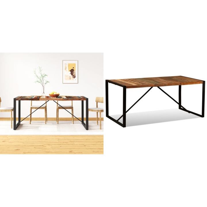 Masa de bucatarie, 180 cm, lemn masiv reciclat