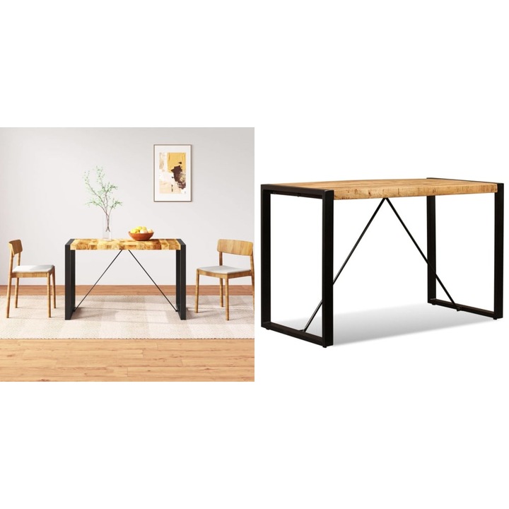 Masa de bucatarie, lemn masiv de mango nefinisat, 120 cm