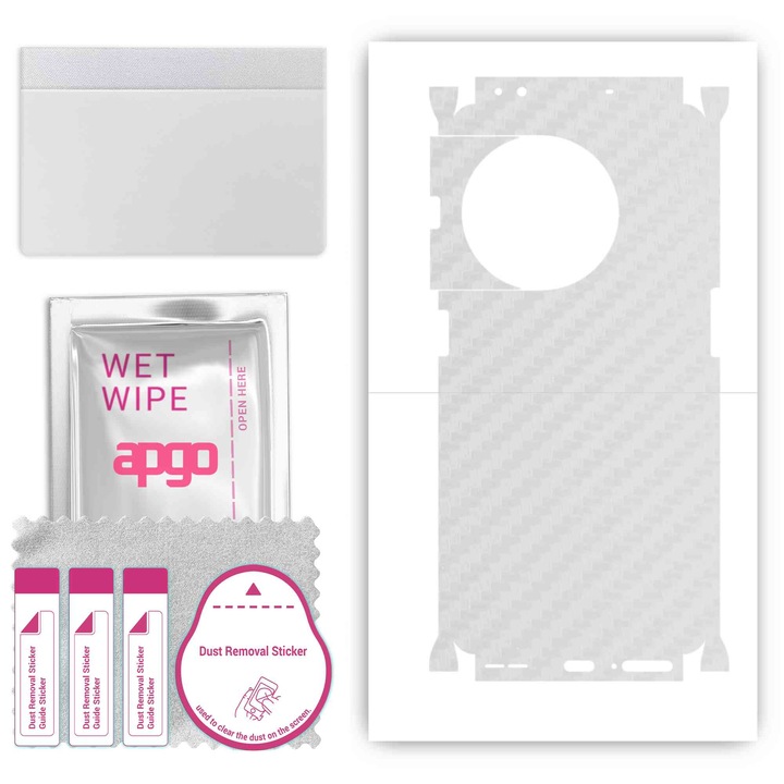 Защитно фолио за OnePlus 11R 5G – apgo Skins, против надраскване, стикер за гръб и страни Carbon прозрачен