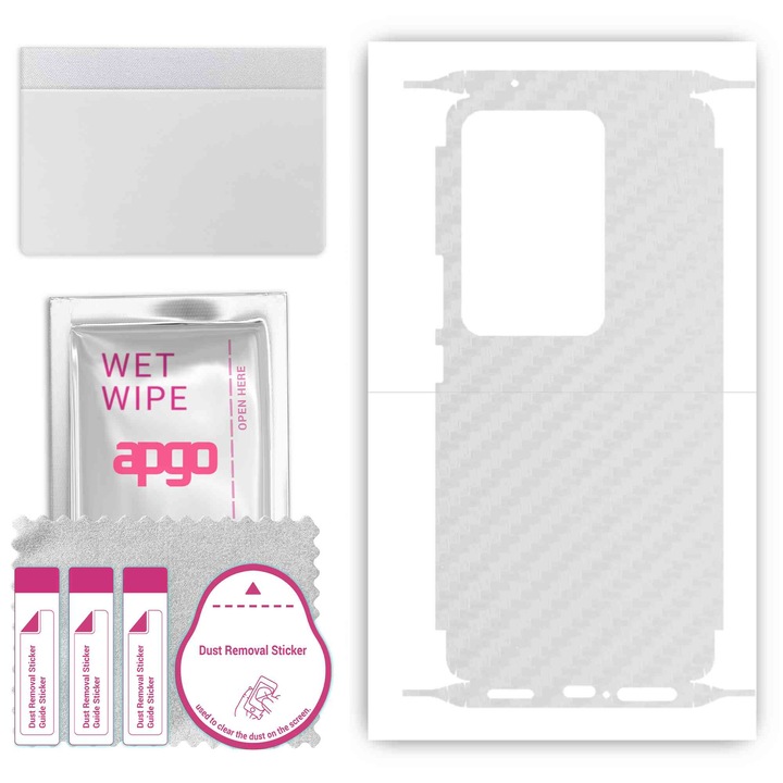 Защитно фолио за Vivo S17 Pro – apgo Skins, против надраскване, стикер за гръб и страни, прозрачен карбон