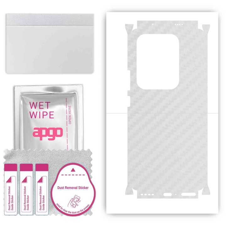 Folie de protectie pentru Infinix Zero 30 – apgo Skins, anti-zgarieturi, autocolant pentru spate si laturi Carbon transparent