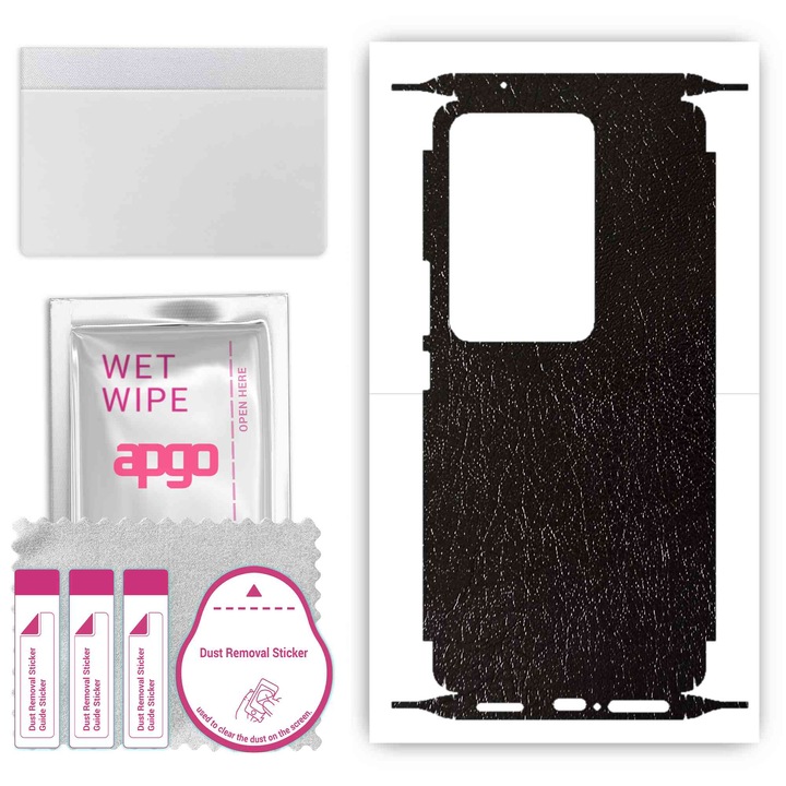 Защитно фолио за Vivo S17 – apgo Skins, против надраскване, стикер за гръб и страни Черен цвят