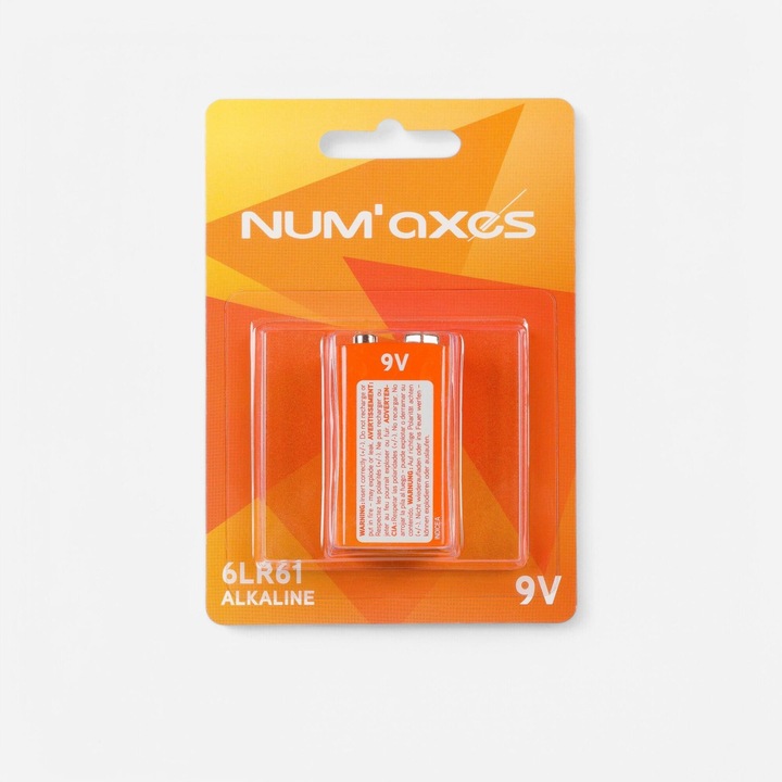 Baterie alcalina num'axes 6lr61 9v fara marime, portocaliu