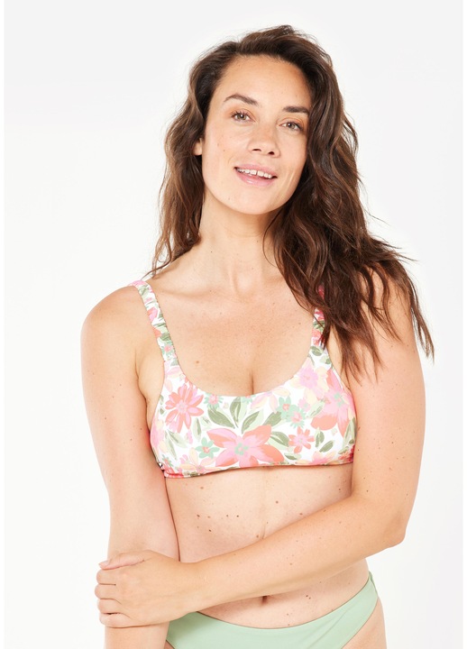 Бански топ за сърф, нормална кройка, генетичен обем на корема, генетичен език, Флорален принт, M