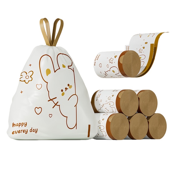 Set de saci menajeri cu snur, model Peek-a-boo Rabbit, grosi si rezistenti, 45×42cm, 30 bucati, ideali pentru bucatarie si dormitor