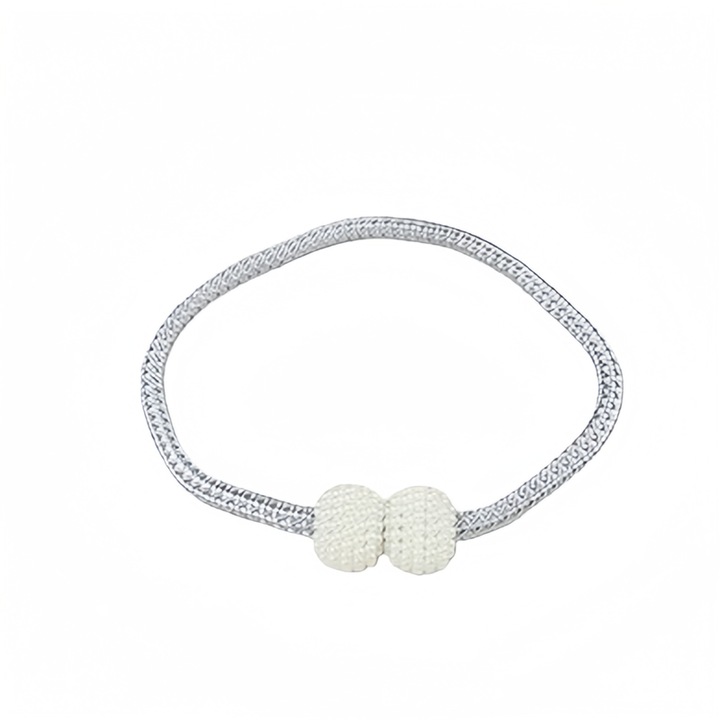 Suport magnetic pentru perdea, 48 cm, cu bile decorative, prindere usoara, set 1 bucata