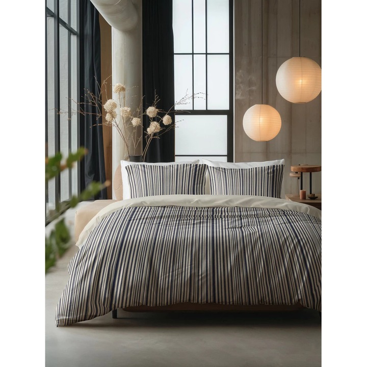 Sleeptime Regatta Blue ágynemű garnitúra, 3 részes, paplanhuzat 200x220 cm, 2 párnahuzat 60x70 cm, 100% pamut, kék