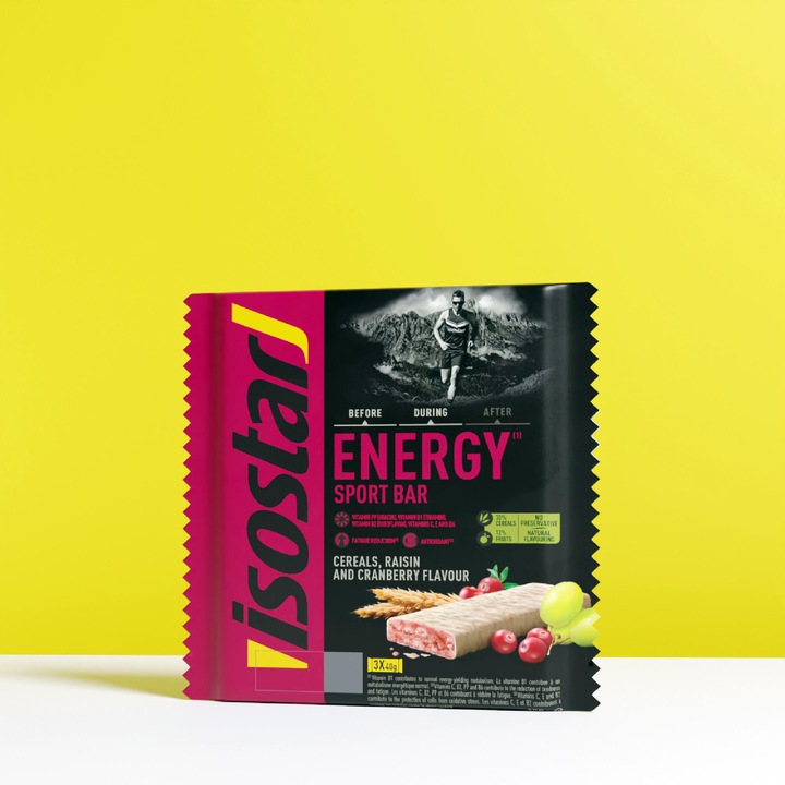 Baton energizant energy sport bar stafide si afine 3x40g struguri, merisoare