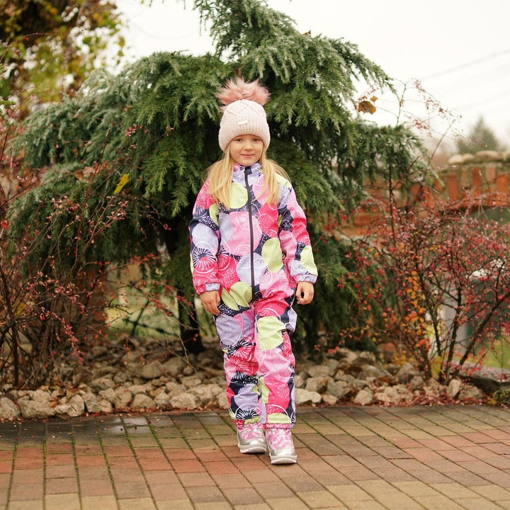 Costum softshell schi/ sanie imprimeu papadie copii - 63215, Multicolor