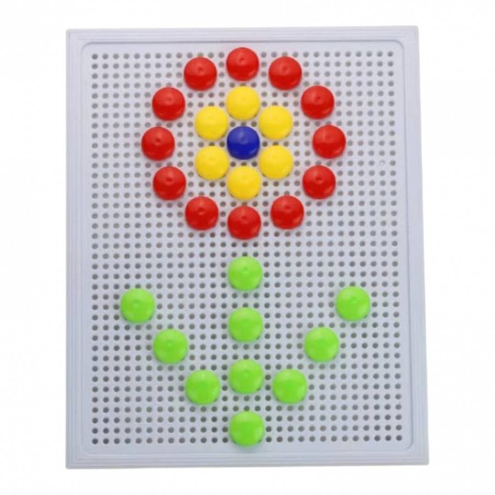 Placa mozaic cu pini colorati, joc creativ pentru copii, 60 piese