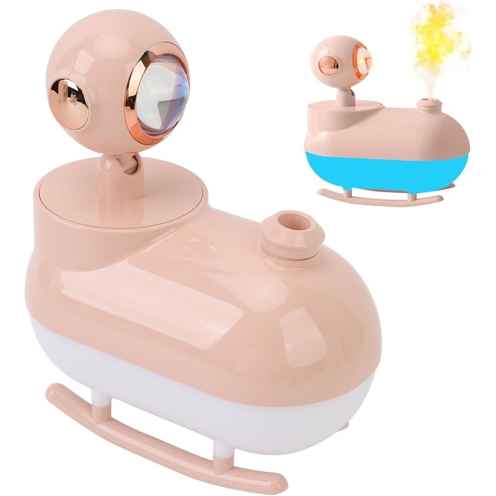 Mini umidificator cu abur rece si lumina ambientala calda