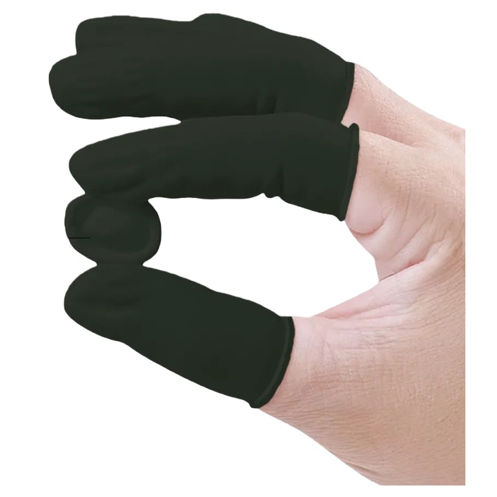 100 db fekete latex ujjvédő készlet, HSD-Tech, eldobható, csúszásmentes és tartós, ipari, elektronikai, kozmetikai, tetoválási munkákhoz, takarításhoz és kertészkedéshez, 6.5×2.3 cm
