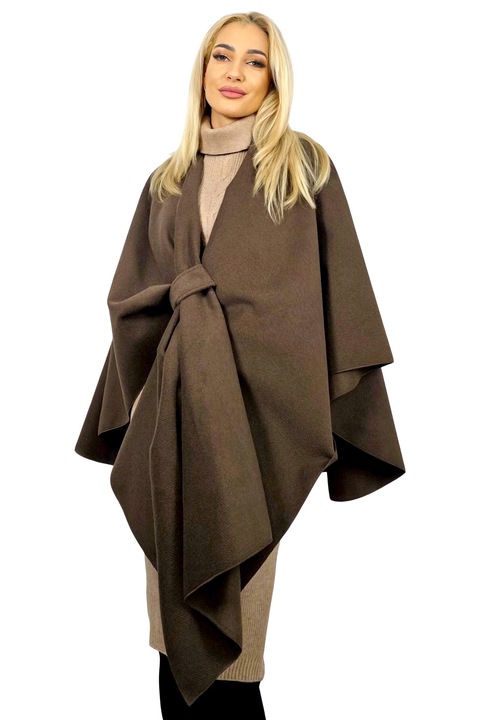 Pelerina oversize BelaRina, cu prindere petrecuta si textura rib, MARO, Marime universala, FashionForYou