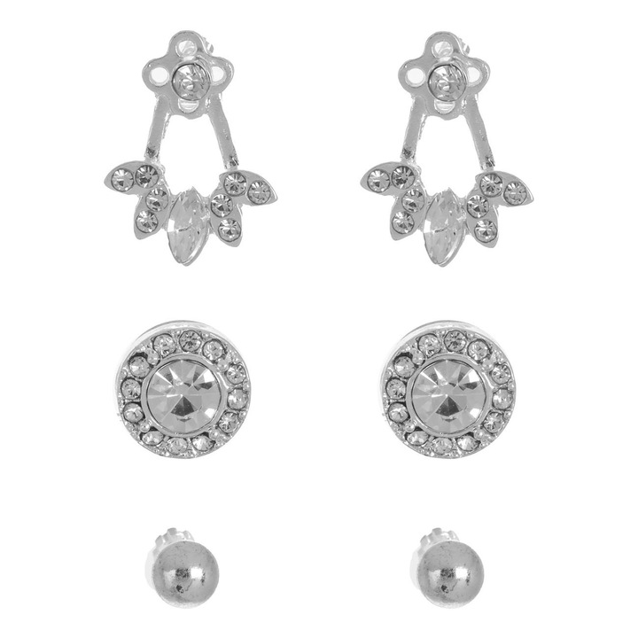 Cercei argintii 3buc bila-stras