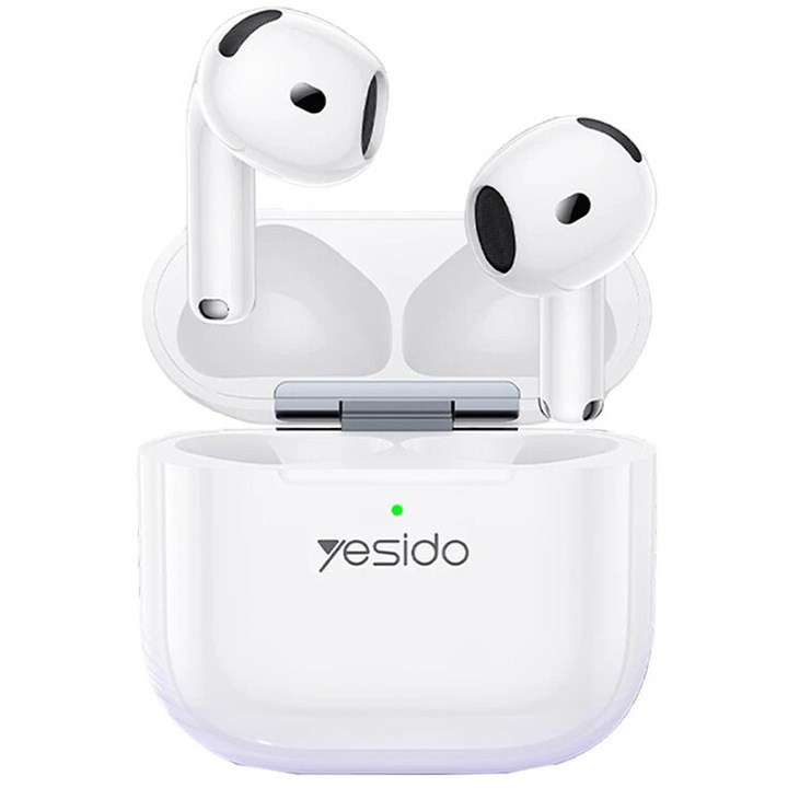 Vezeték nélküli fülhallgató, Yesido, KF2349801, Bluetooth 5.4, Fehér, in-ear