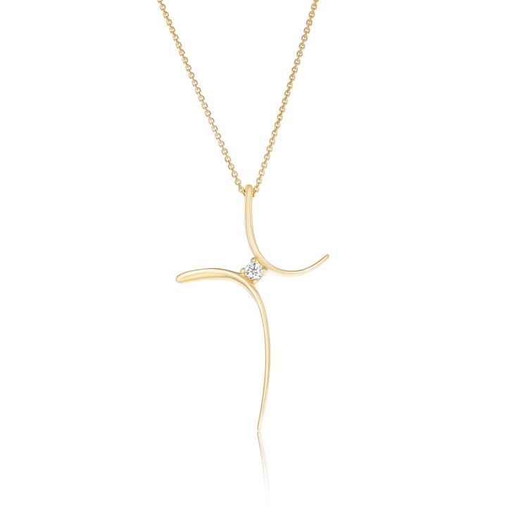 Colier din Aur Galben de 14K cu Cruce si Zirconia, Sandra Ferretti