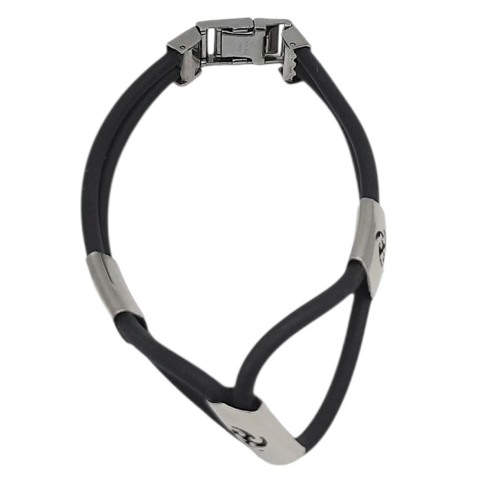 Bratara de silicon negru cu ornamennte si incuietoare de Inox 20, 5 cm lungime Despina
