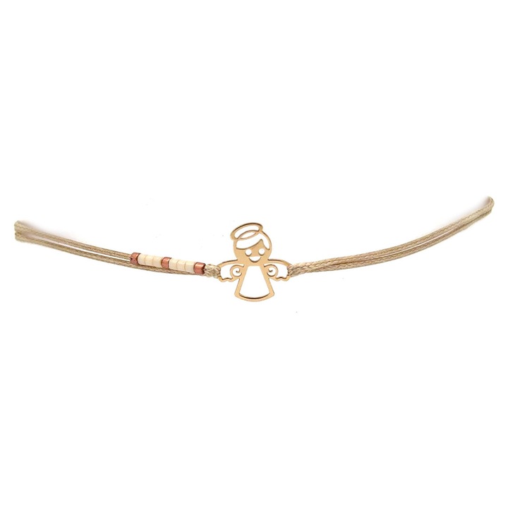 Bratara snur cu ingeras decupat din aur 14 K