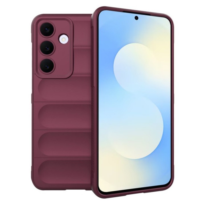 Husa Upzz® Magic Shield Pentru Samsung Galaxy S25 FE, MicroFibra la Interior, Anti Sock - Bordeaux