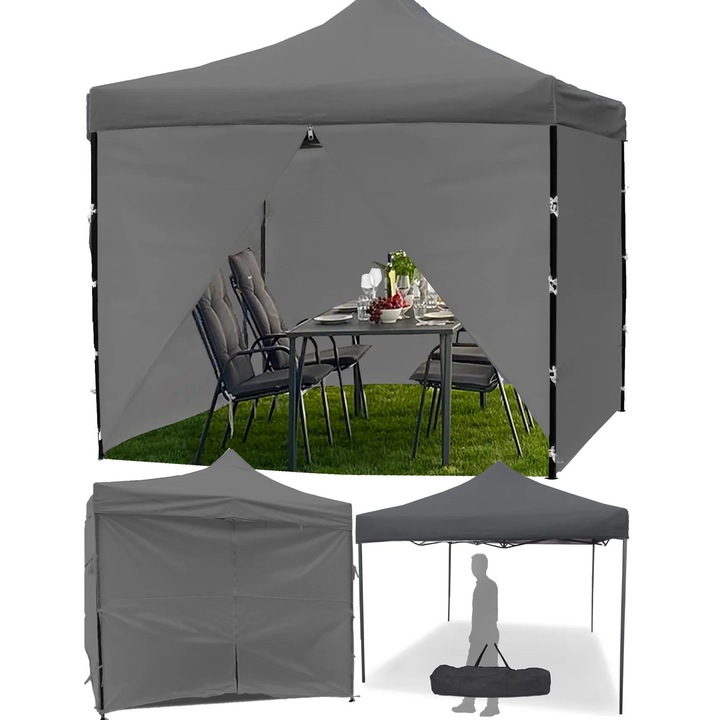 Kerti sátor pavilon3 x 3 x 3, 1 m, szürke, MalTec 112815
