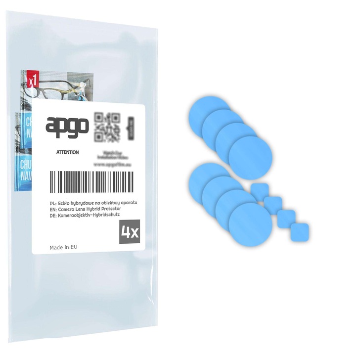 Комплект от 4 защитни стъкла за Vivo Y55s (2023) – apgo, стъкло за обектива на камерата на телефона, изцяло залепващо, 9H, против надраскване