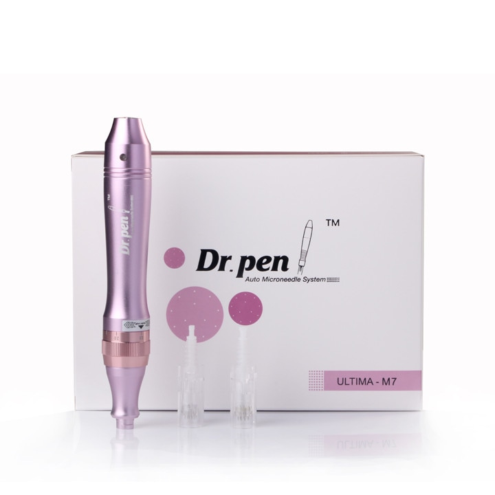 Dr. Pen Професионален уред за микронидлинг, M7 Ultima, 2 касети с 12 пина + 10 касети с 1 пин, Регулиране на 6 скорости, дълбочина 0.25–2.5 мм