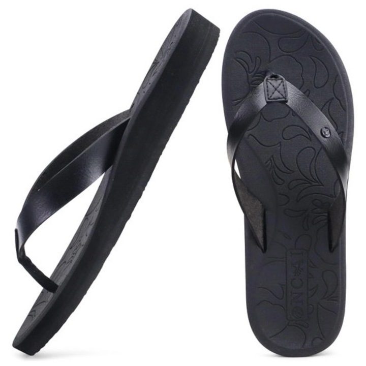 Slapi de vara usori cu talpa inalta, cu separator deget, negri 41.5