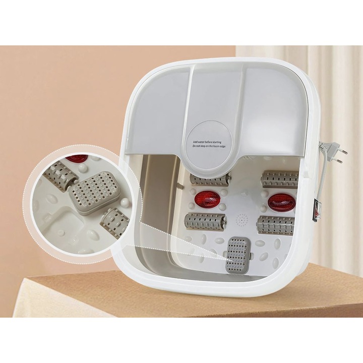 Összecsukható lábmasszázs kád fűtéssel, buborékokkal és masszázshengerekkel, 15L, 500W