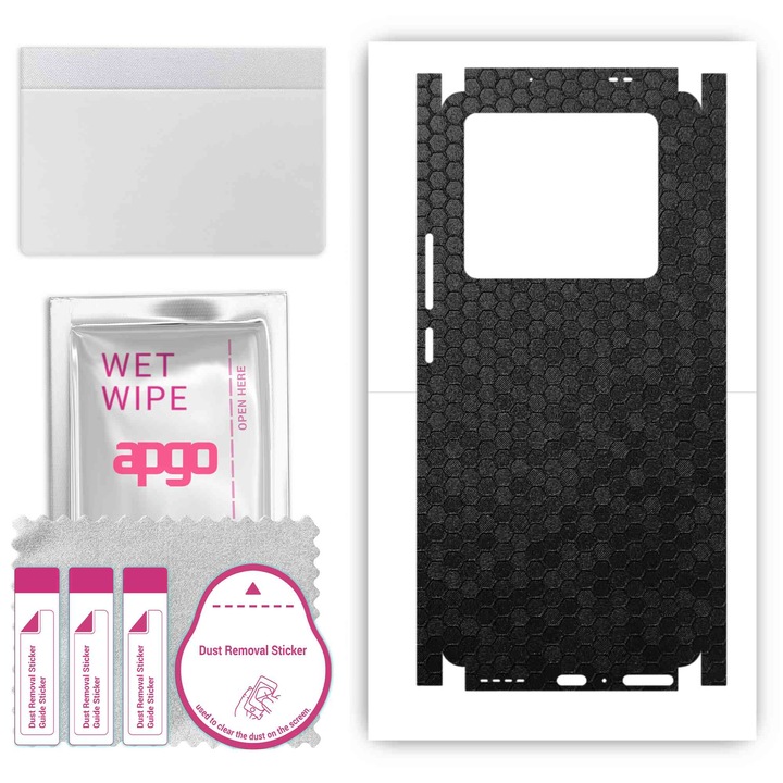 Folie de protectie pentru Infinix Note 40 Pro – apgo Skins, anti-zgarieturi, autocolant pentru spate si laturi Fagure de miere negru