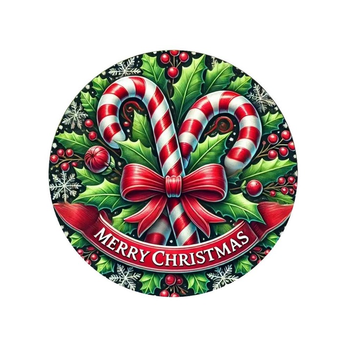 Nyomtatott fa tábla koszorú közép - Cukorpálcás 14, 8cm