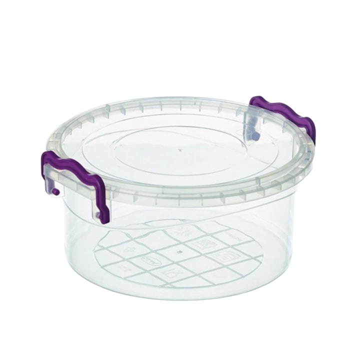Cutie de Depozitare alimente, rotunda, cu manere si capac, 3, 4L, dimensiuni 24x11, 5cm