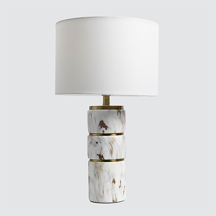 Lampa de birou Eurolamp ceramică alb-aurie E27 53cm