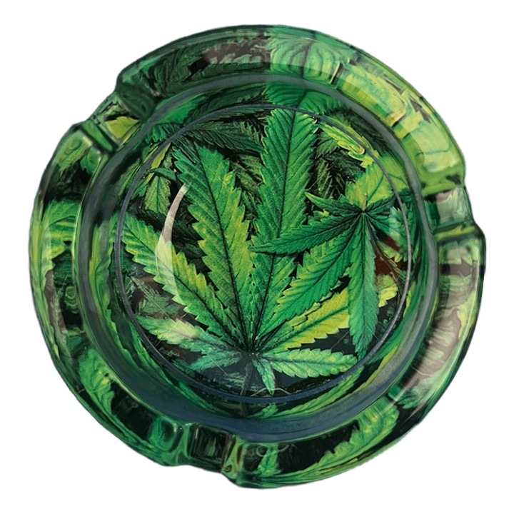 Scrumiera din sticla Rasta, rotunda, design modern, pentru interior/exterior