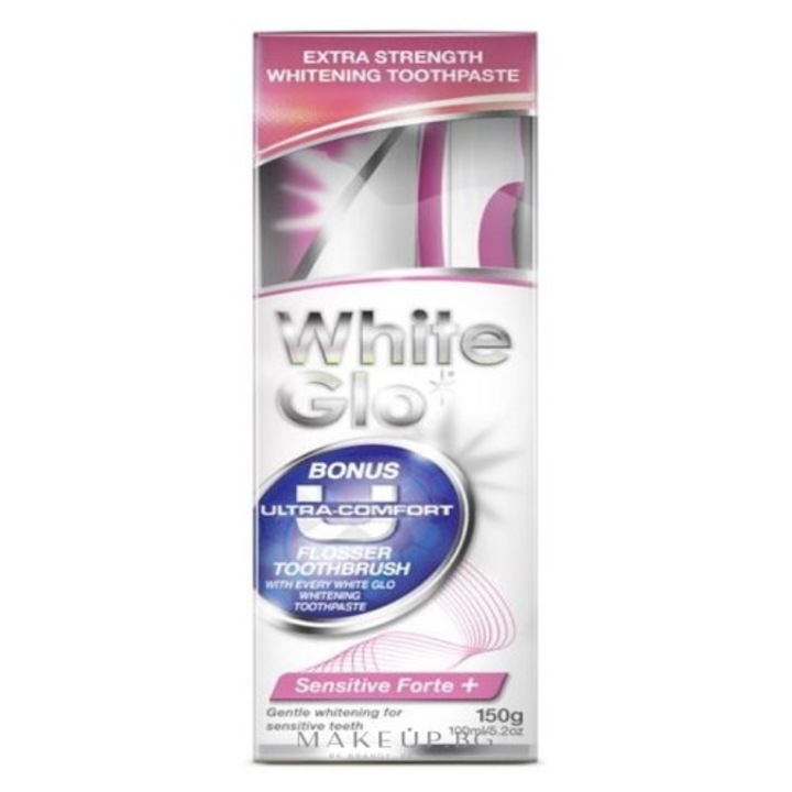 Паста за зъби White Glo Sensitive Forte+, избелваща, защитаваща от плака, 100 мл