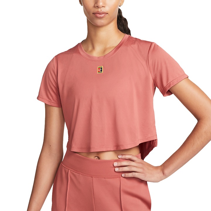 Tricou tenis padel Nike Court Dri-FIT Heritage de damă, de culoare ruginiu Canyon, mărimea M