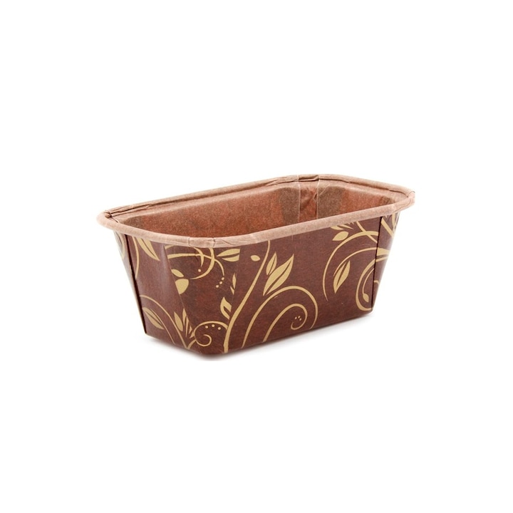 Set 50 buc, forma copt mini chec, hartie maro, 8 x 4 x 4cm, rezistenta la grasimi, antiaderenta, termorezistenta