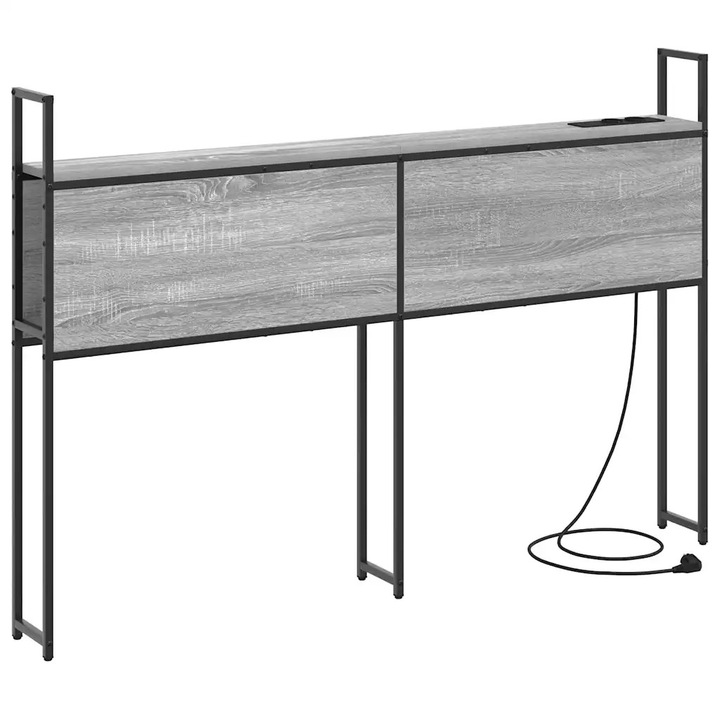 vidaXL Tárolós Fejtámla Töltő Állomással Szürke sonoma Faanyag 859803