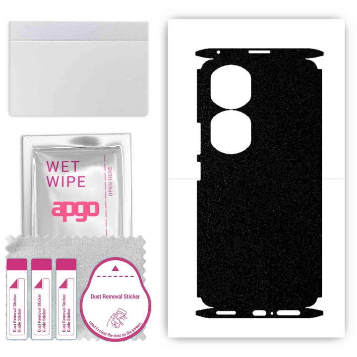 Folie de protectie pentru Honor 90 Pro – apgo Skins, anti-zgarieturi, autocolant pentru spate si laturi Negru mat