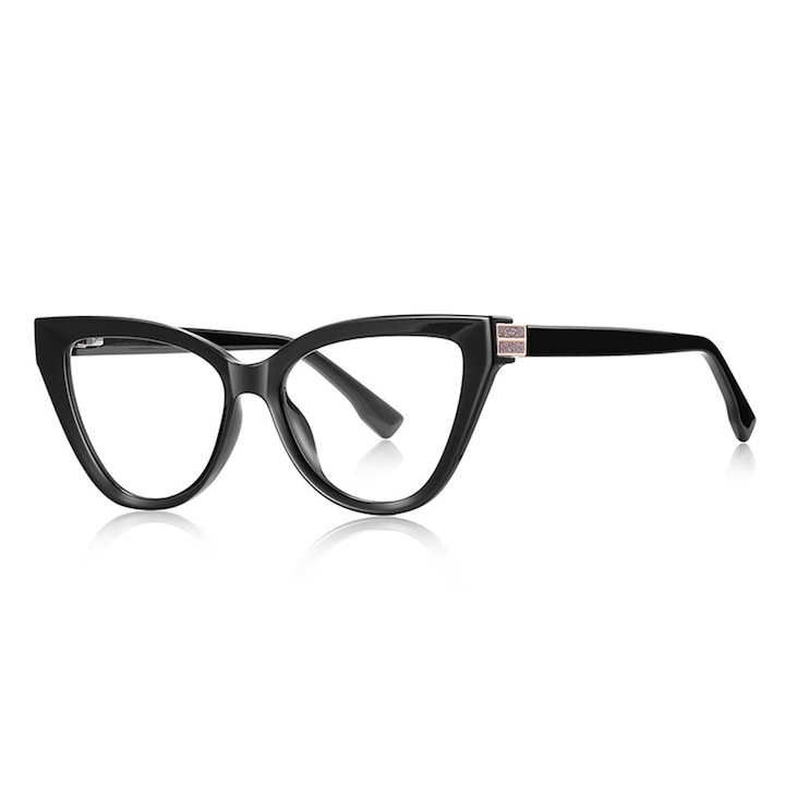 Ochelari Protectie pentru monitor PC, telefon, televizor, anti Lumina Albastra, Antireflex, fara dioptrii, anti oboseala ochilor si stralucire UV, Cat Eye - negru