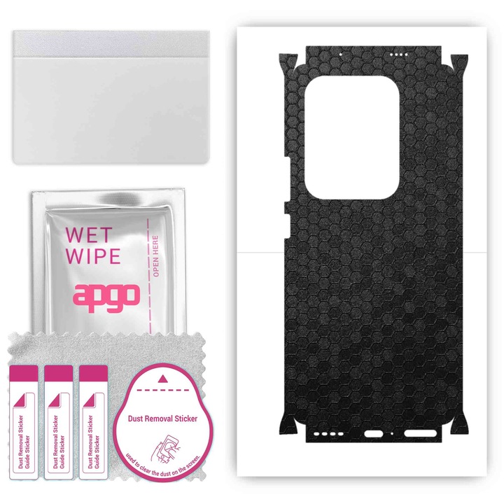 Folie de protectie pentru Infinix Zero 30 – apgo Skins, anti-zgarieturi, autocolant pentru spate si laturi Fagure de miere negru