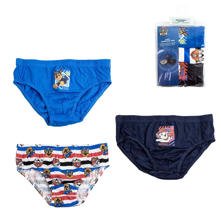 Set 3 perechi chiloti bumbac Paw Patrol Albastru 92-98 cm