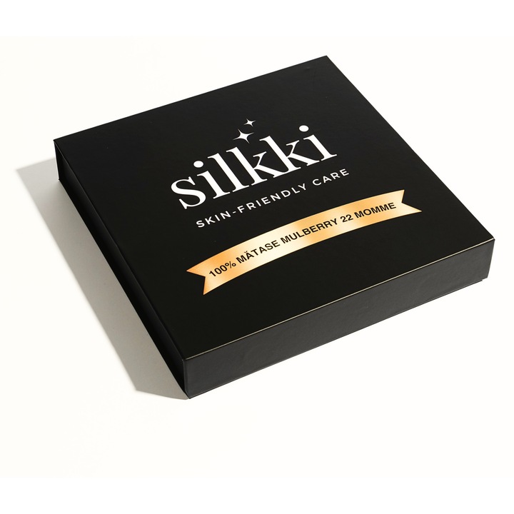 Комплект калъфка за възглавница, маска за сън и ластик за коса от 100% черничева коприна, 22мм, бял