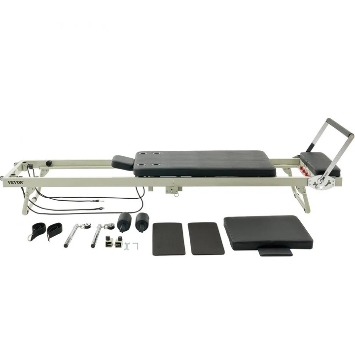 Pilates Reformer szett, többfunkciós, összecsukható, 5 az 1-ben, fekete