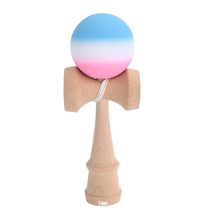 Kendama SIKS X modell, professzionális, fából készült gyermekek és felnőttek számára, gumírozott labda, gumírozott fogás, 18 cm, ügyességi játék, kék/fehér/rózsaszín