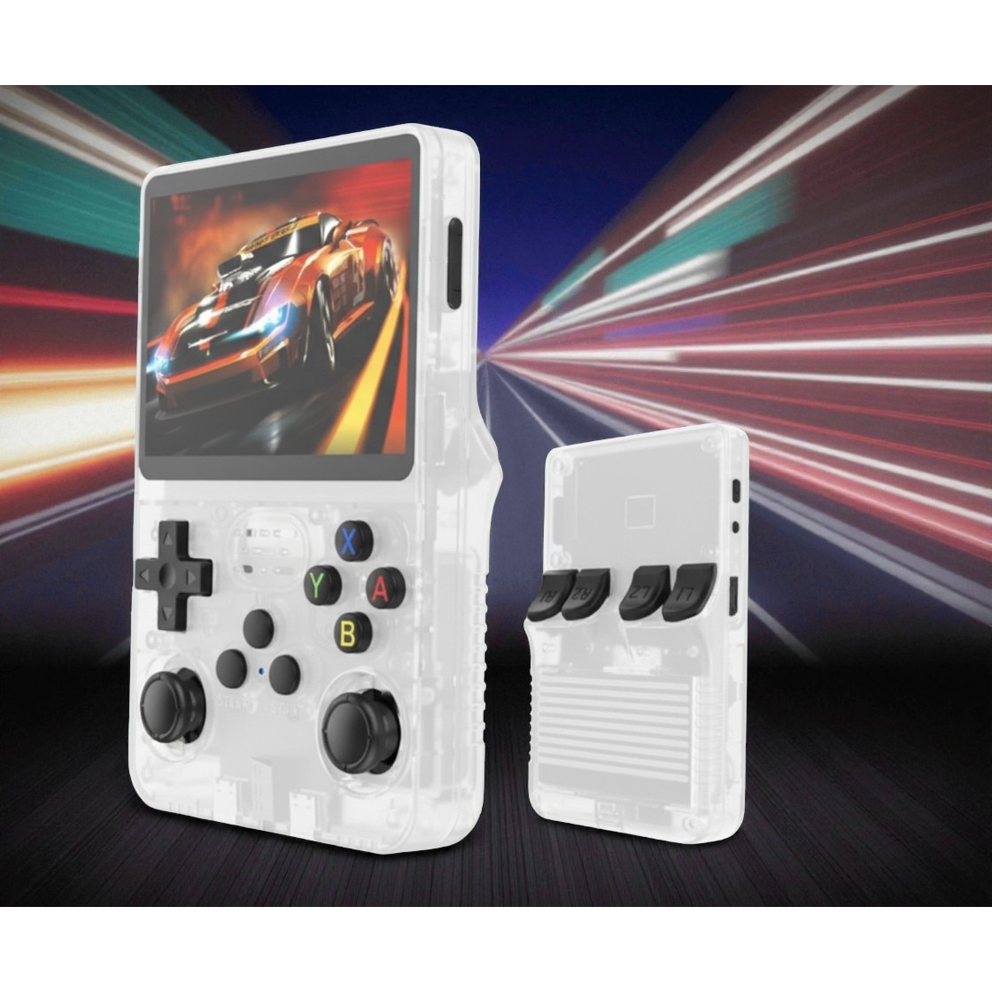 Consola Portabila Vision XXI R36S, 15000 jocuri, Ecran IPS 3.5", Alb Mat, 64GB MicroSD