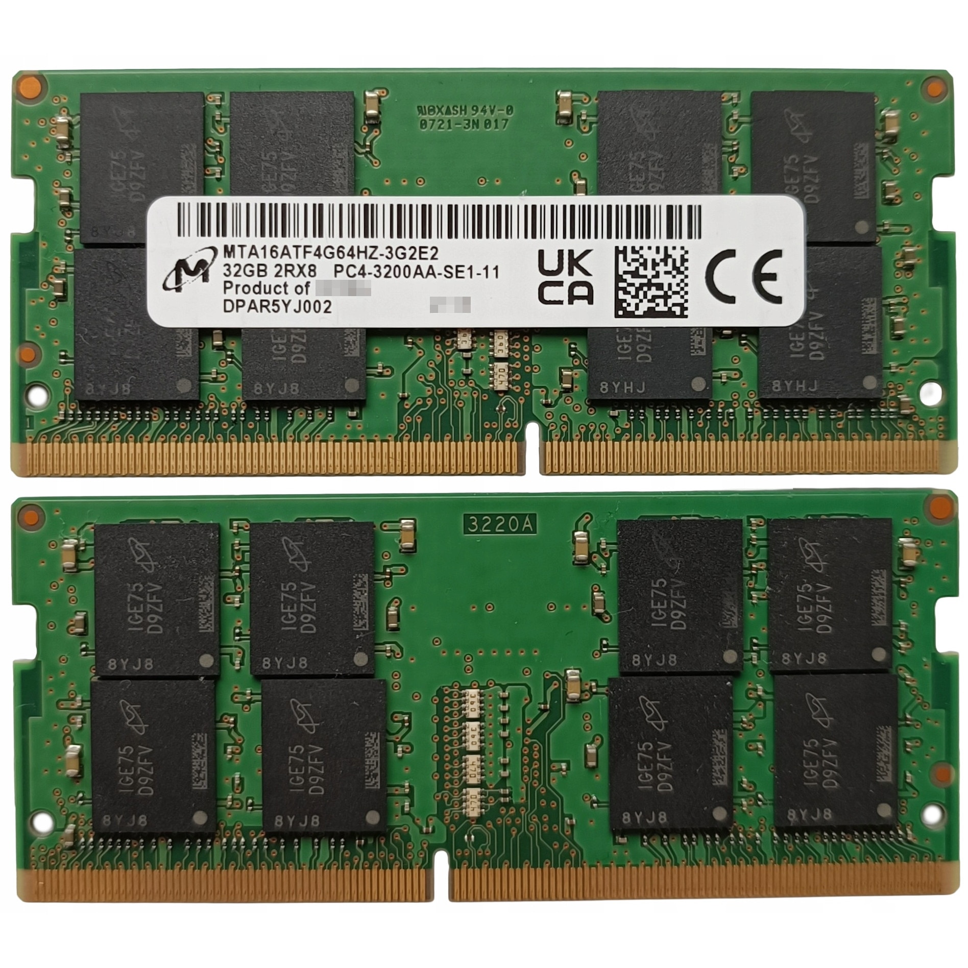 Memorie laptop Micron, 32GB, sodimm DDR4, 3200 Mhz, NON ECC, 1 X