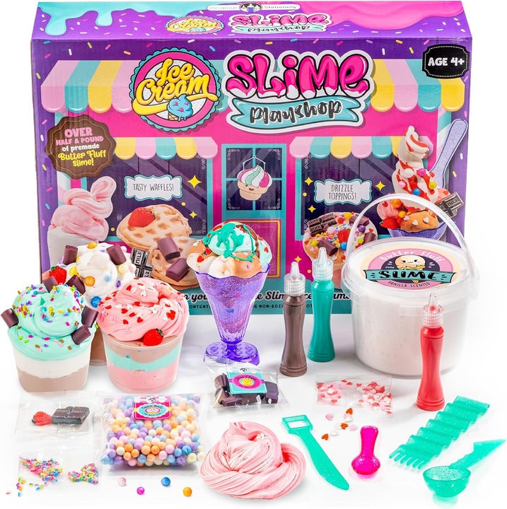 Комплект за игра Slime Original Stationery Ice Cream Playshop – Лаборатория за желе тип сладолед, пухкав и креативен, играчка „Направи си сам“ подарък за деца