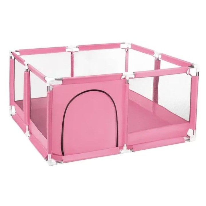 Tarc de joaca pentru copii, 128 x 128 x 65 cm, roz, Toyska®