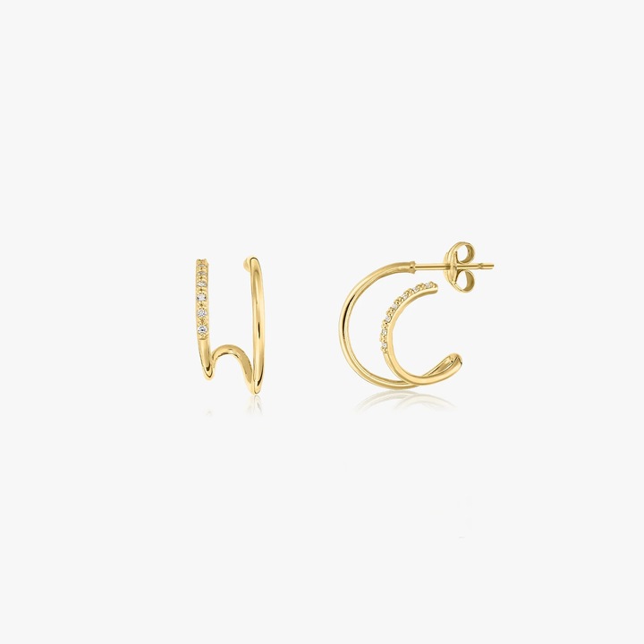 Cercei din aur Double Hoops